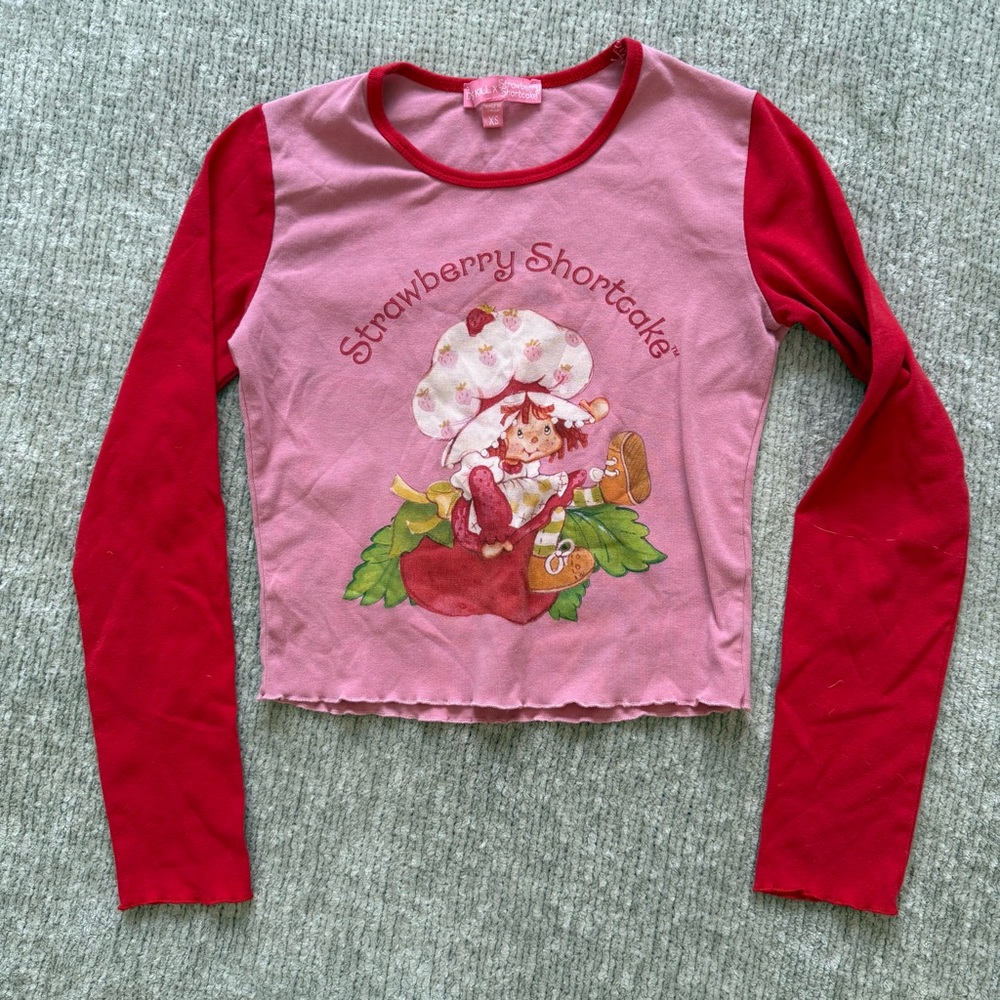 Dolls Kill X Strawberry Shortcake Graphic Baby Tee Pink Y2K Crop Top XS - Picture 1 of 8